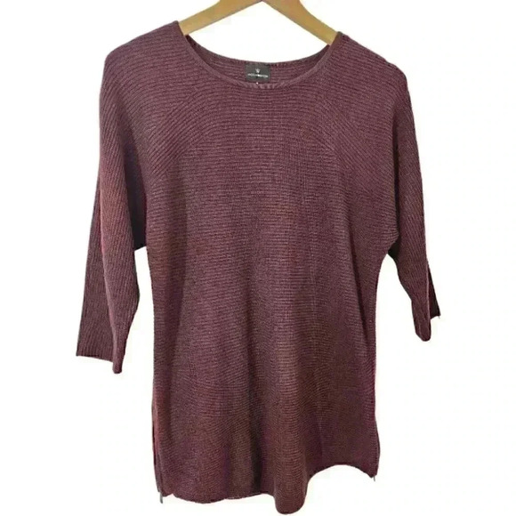 W Worthington scoop neck burgundy half sleeve sweater Women's S - Picture 1 of 8